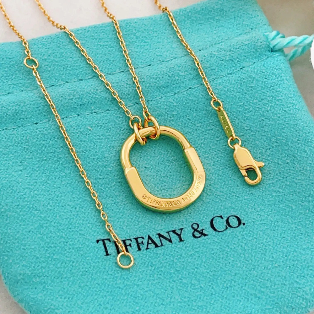 Tiffany & Co. Gold Half-Diamond U-Lock Necklace - Picture 2 of 5